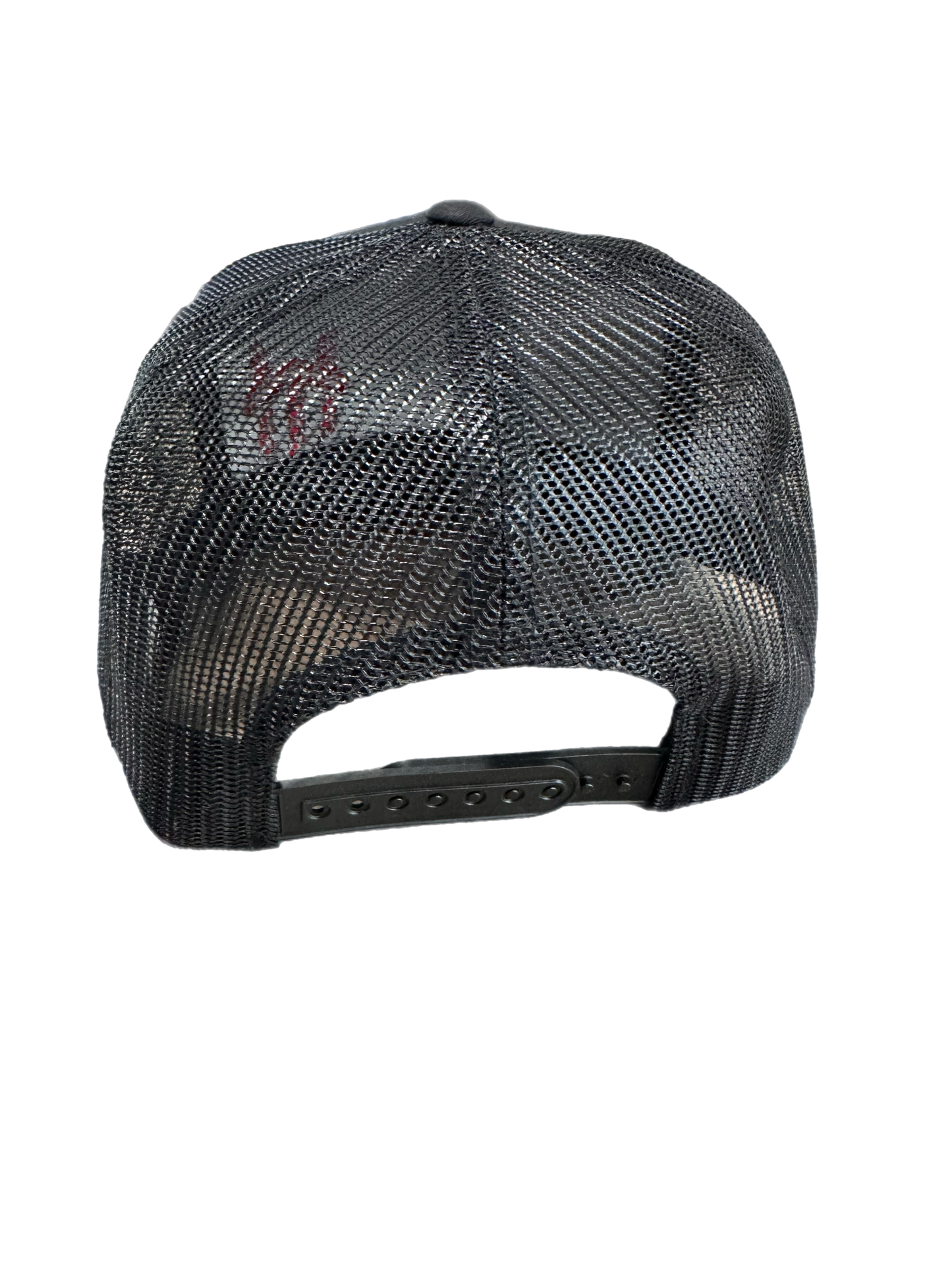 Red Logo Traffikheavy 5-Panel Classic Trucker Mesh Back Cap - Black/Black